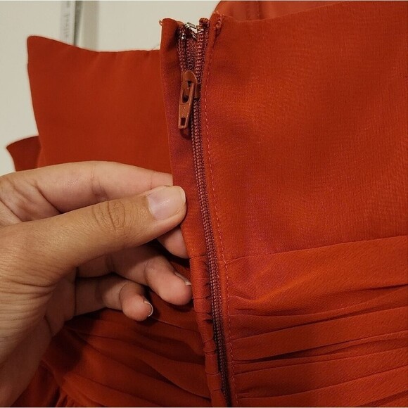 Alfred Angelo Rustic Orange Pixie Hem strapless Dress Size Large Like New - Picture 10 of 10